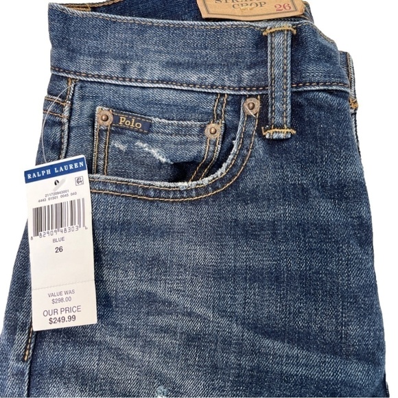 RALPH LAUREN WAVERLY CROPPED EMBELLISHED JEANS SIZE 26 NWT - Picture 9 of 10